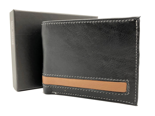 Premium Handcrafted Cowhide 2 Tone Genuine Leather Men's Bifold Wallet