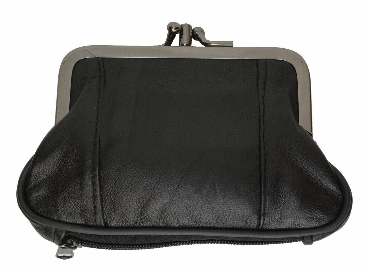 Genuine Leather Women's Large Change Purse Clasps Open Coin Card Holder-Many Colors