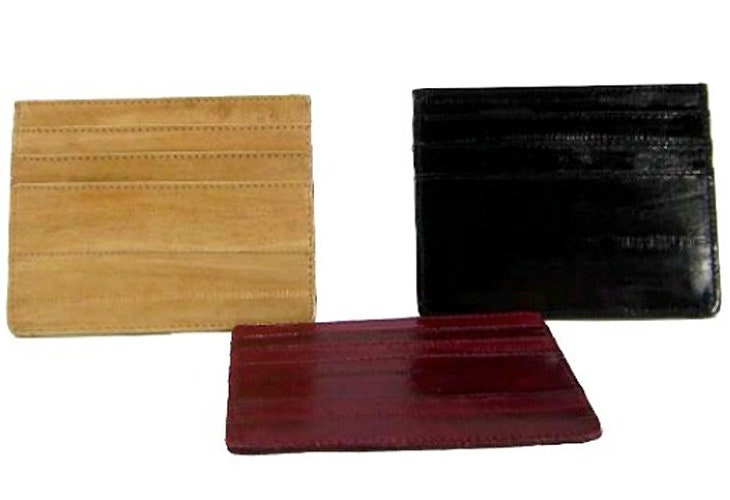 Eel Skin Leather Mens Thin Wallet Front Pocket Credit Card Front Pocket Holder
