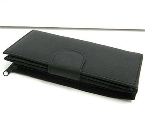Genuine Leather Checkbook Secretary Accordion Wallet Zipper Clutch Credit Card Organizer