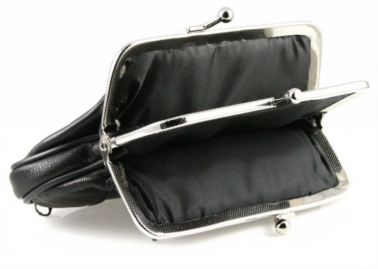 Genuine Leather Women's Large Change Purse Clasps Open Coin Card Holder-Many Colors