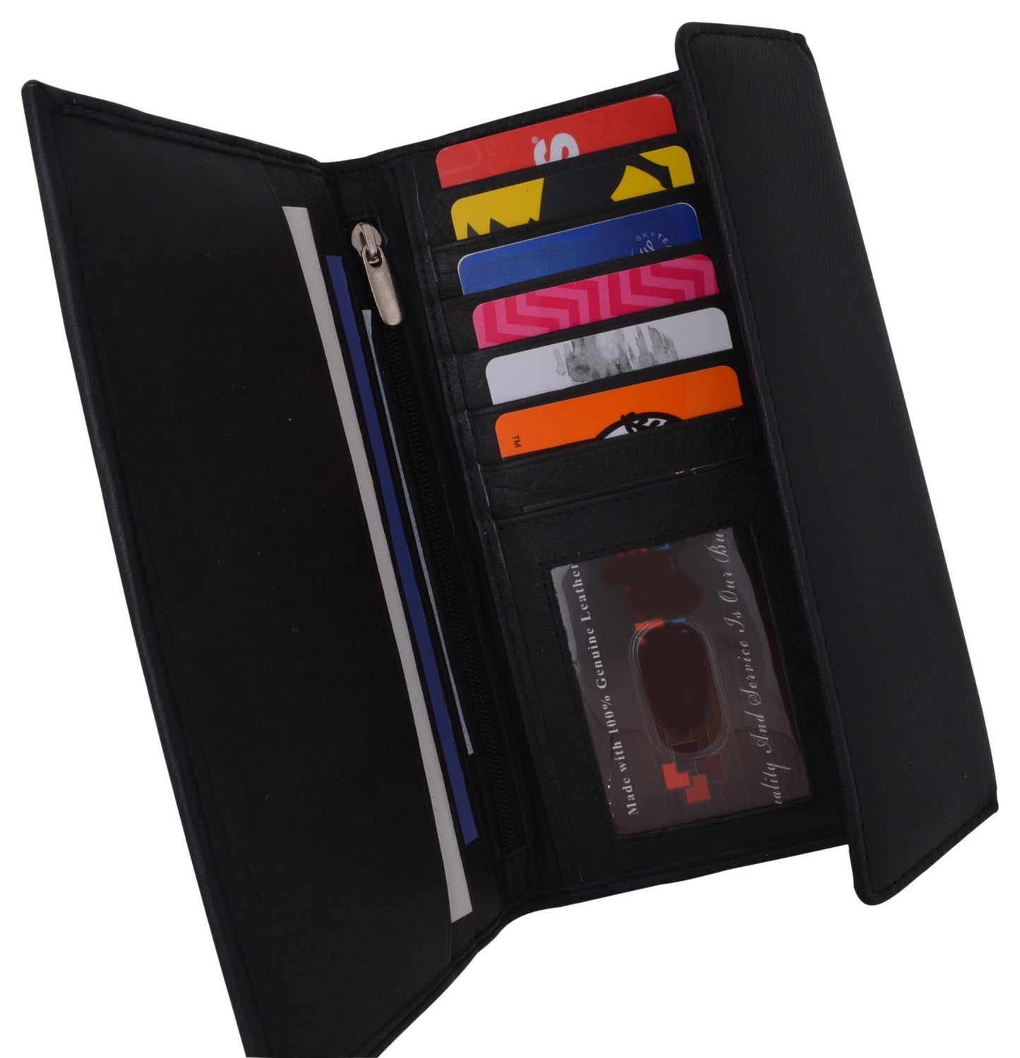 RFID Signal Blocking Fine Leather Ladies Long Clutch Wallet Accordion Checkbook Holder