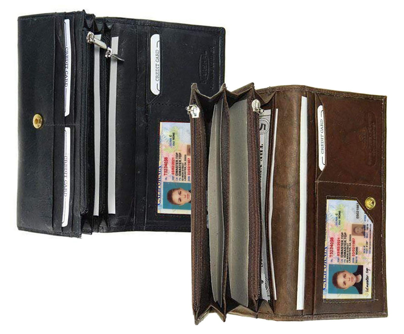 Genuine Leather Women's Checkbook Clutch Wallet Secretary Credit Card Organizer New