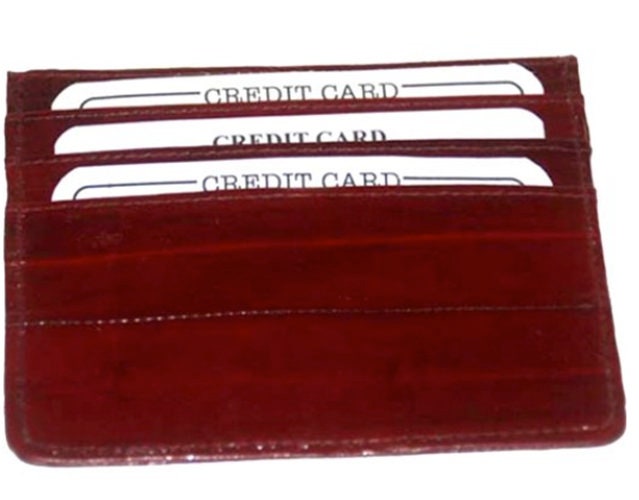 Eel Skin Leather Mens Thin Wallet Front Pocket Credit Card Front Pocket Holder