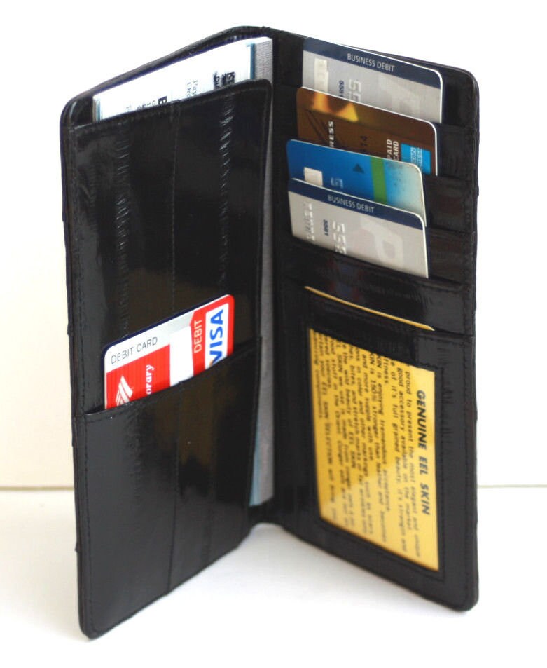 Eel Skin Leather Checkbook Cover Wallet personal check Holder Men Women