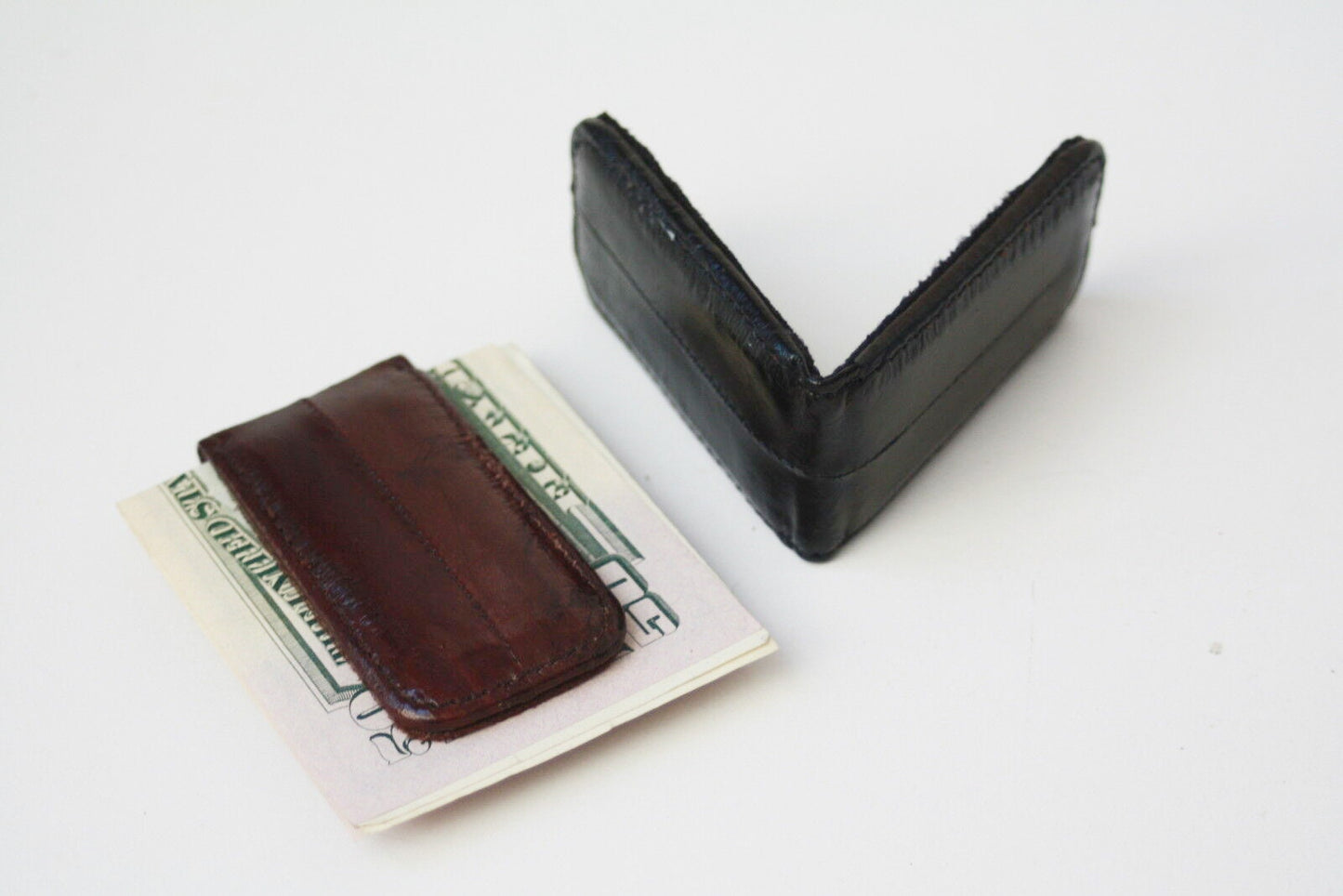 Genuine Eel Skin Leather Men's Strong Magnetic Money Clip Money Holder