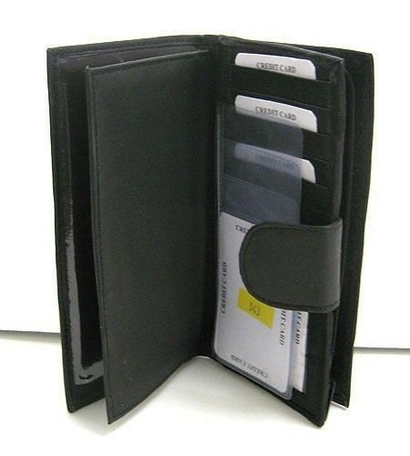 Genuine Leather Checkbook Secretary Accordion Wallet Zipper Clutch Credit Card Organizer