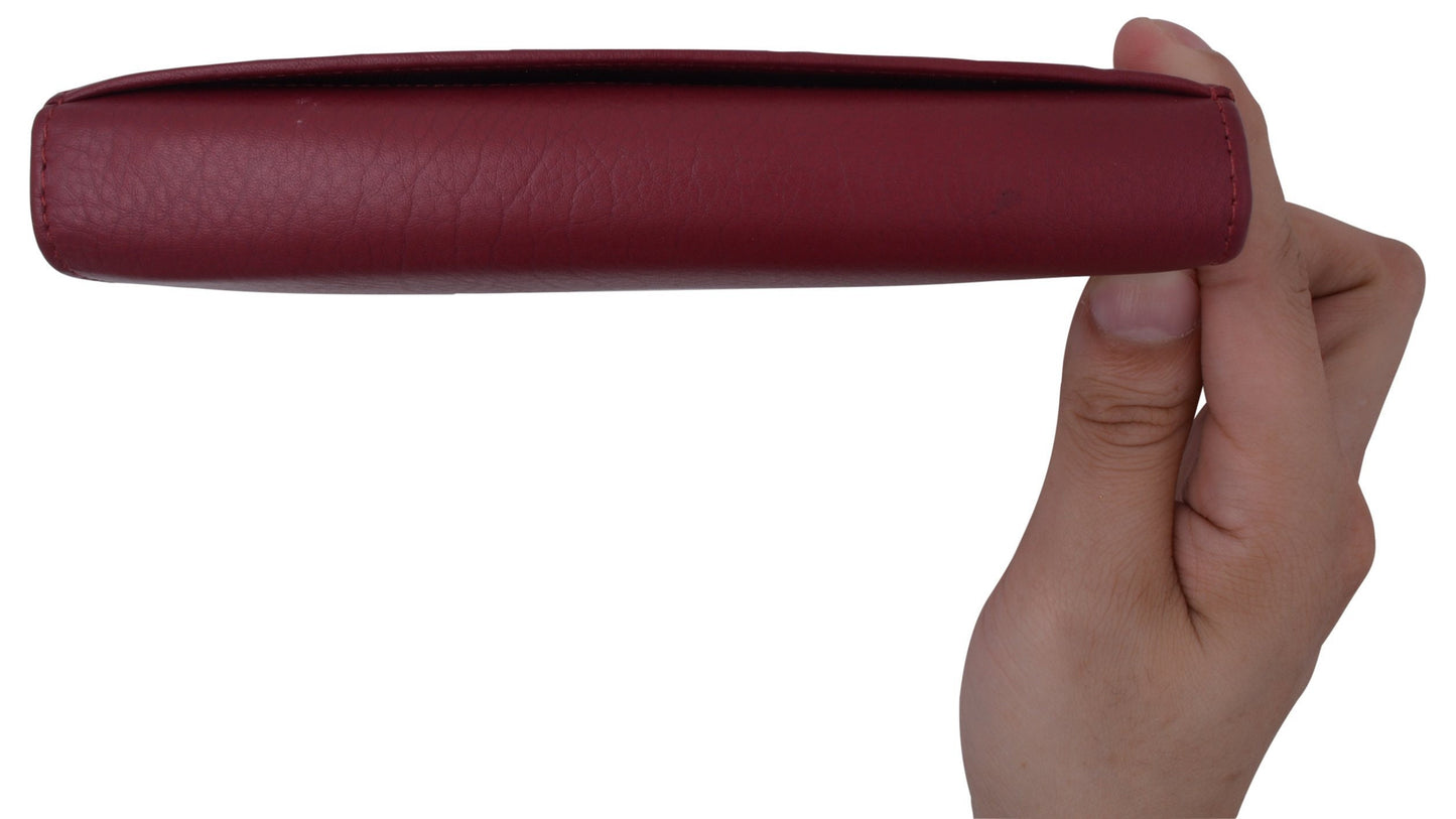 RFID Signal Blocking Fine Leather Ladies Long Clutch Wallet Accordion Checkbook Holder