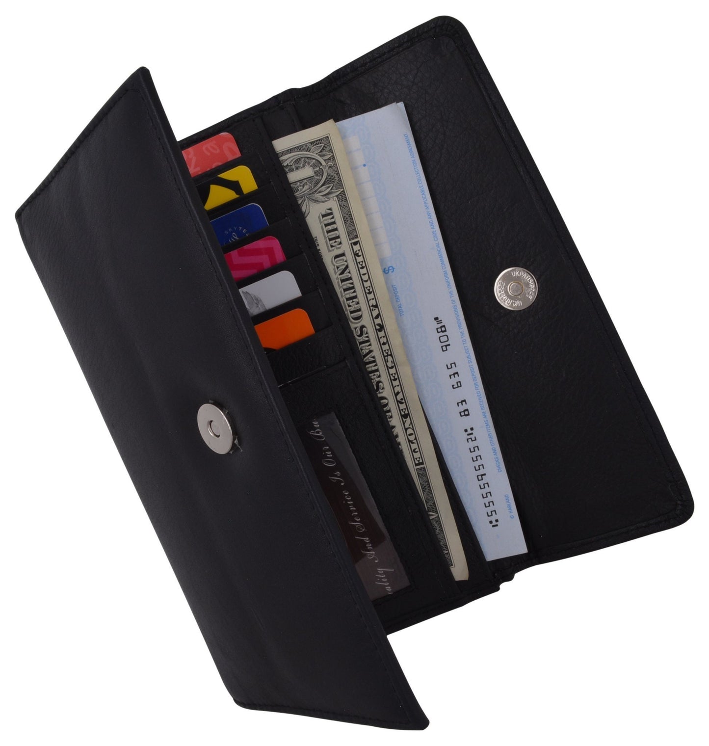 RFID Signal Blocking Fine Leather Ladies Long Clutch Wallet Accordion Checkbook Holder