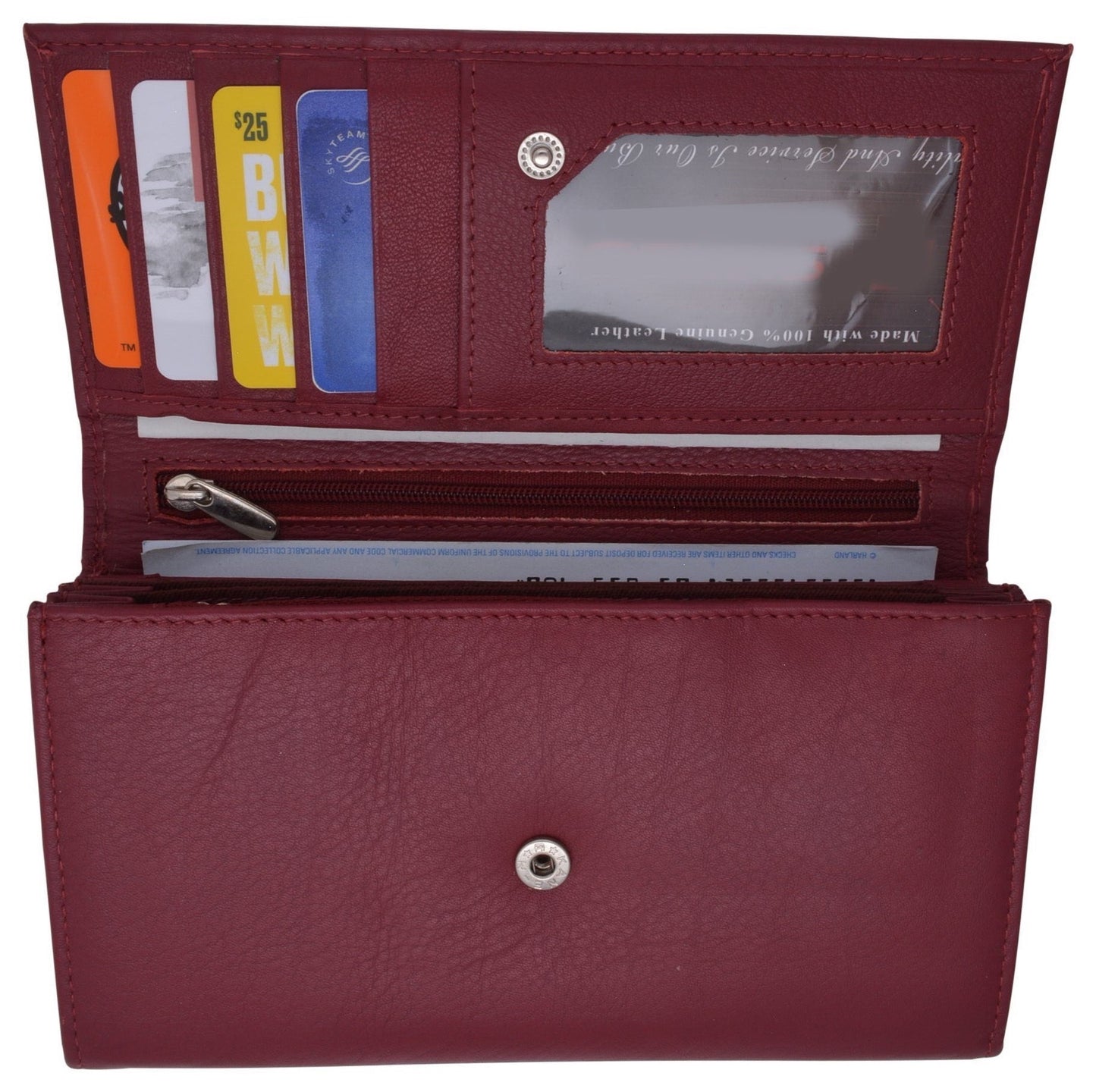 RFID Signal Blocking Fine Leather Ladies Long Clutch Wallet Accordion Checkbook Holder