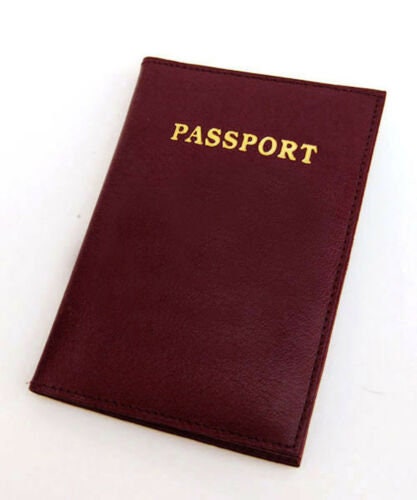 Genuine Leather Passport Cover Travel Document Holder ID Card Wallet