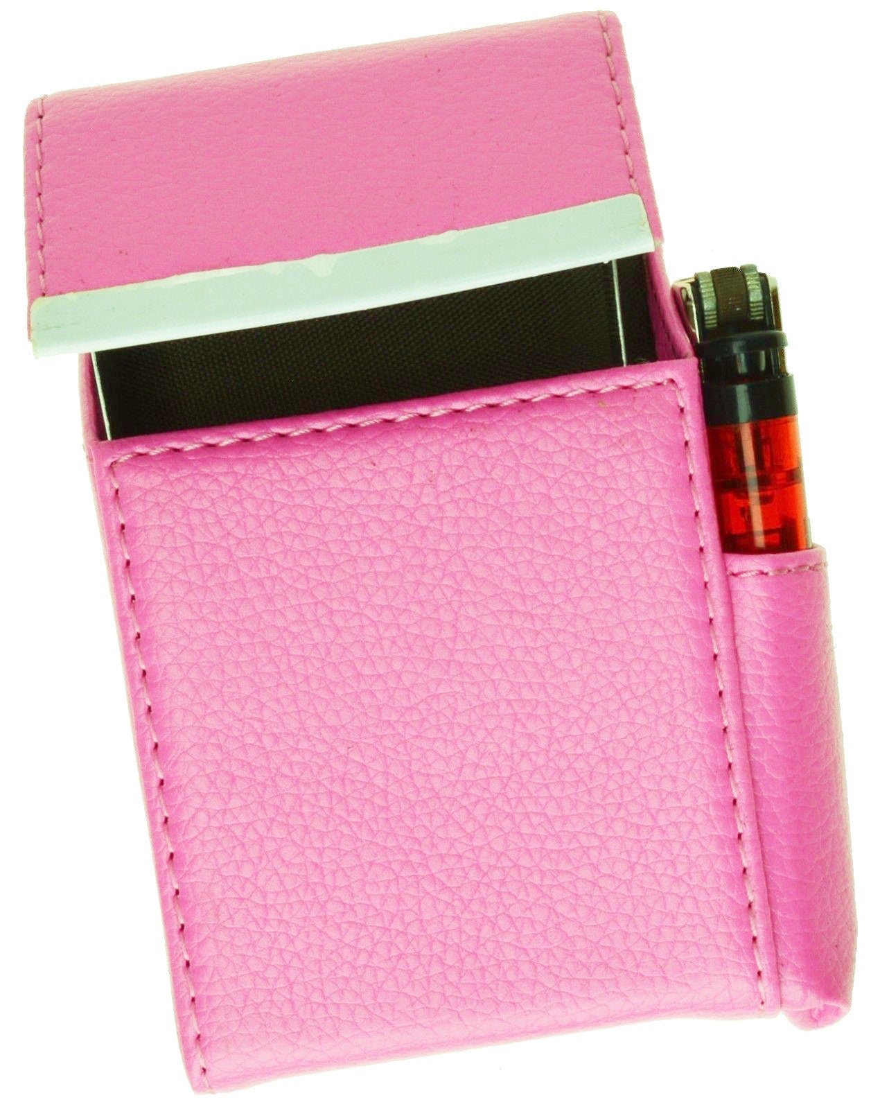 Genuine Leather Cigarette Pack Holder Flip-Top Pouch Smoke Carrying Hard Case