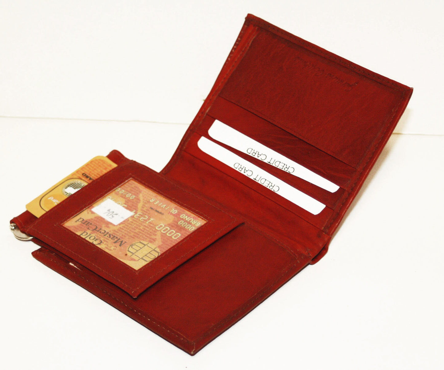 Genuine Leather Men's Bifold Money Clip with Detachable Card Holder Wallet
