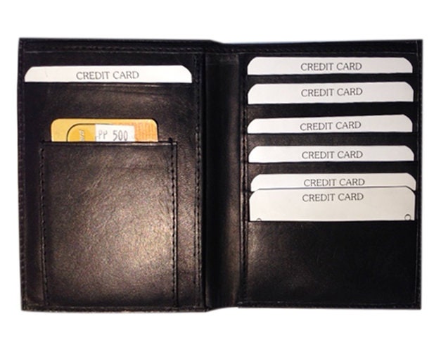 Premium Cowhide Leather Passport Cover Travel Document Holder 8 ID Card Wallet