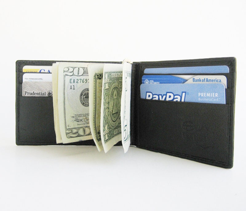 Genuine Leather Men's Bifold Money Clip Front Pocket Credit Card Wallet