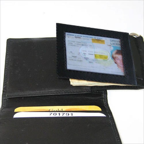 Genuine Leather Men's Bifold Money Clip with Detachable Card Holder Wallet