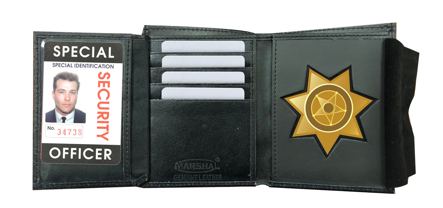 RFID BlockingBlack Leather Men's Conceal Carry Badge Wallet License Hectogram shield Holder