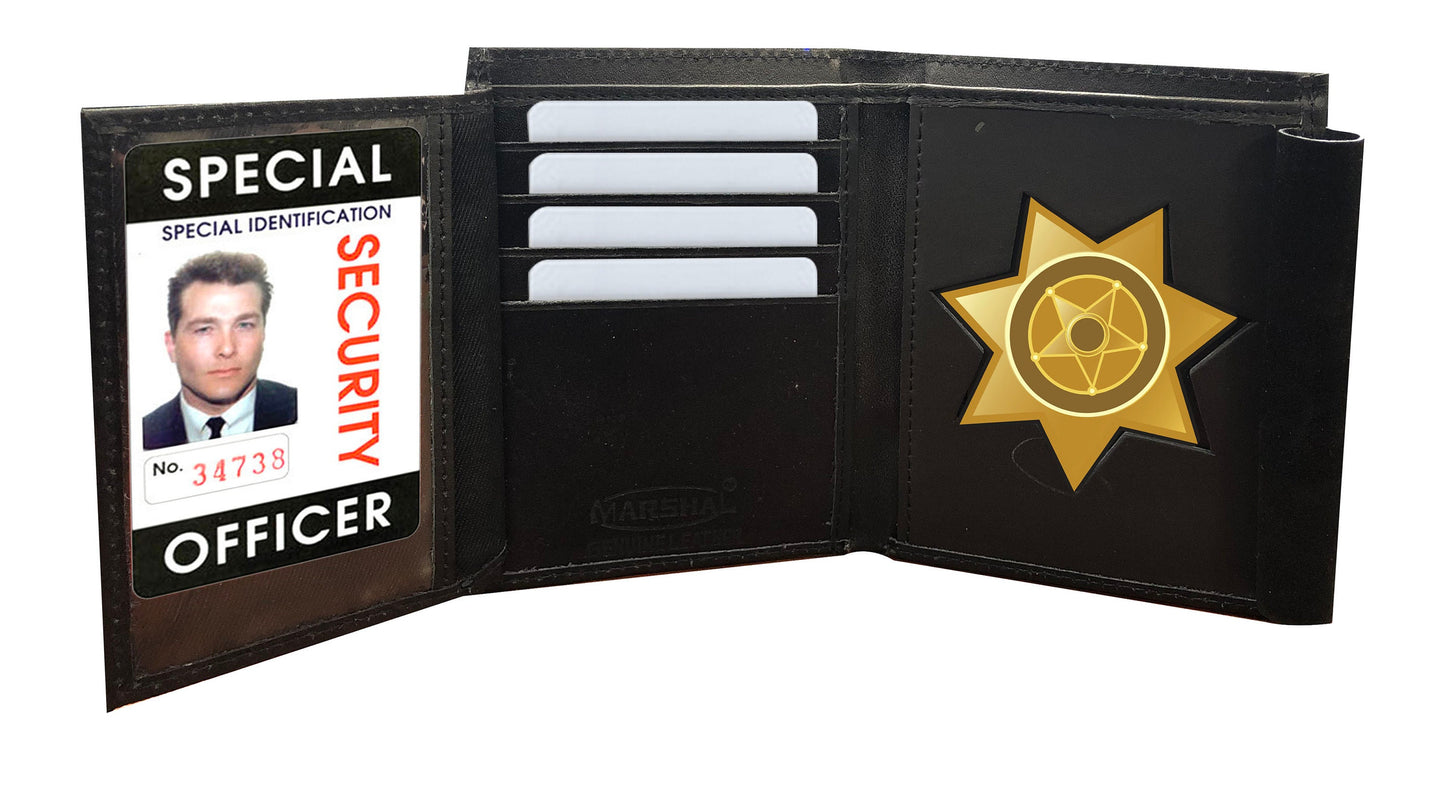 RFID BlockingBlack Leather Men's Conceal Carry Badge Wallet License Hectogram shield Holder