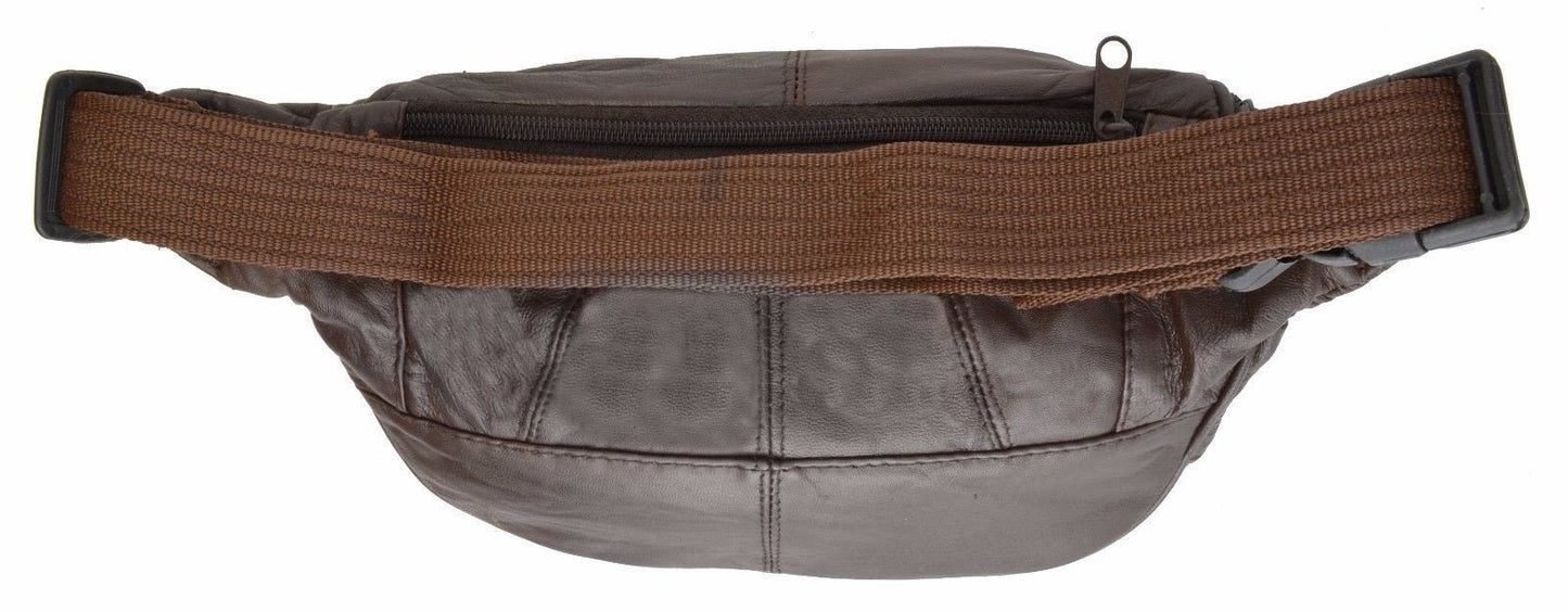 Black Leather Waist Fanny Pack Joggers Pouch Travel Hip Belt Bag