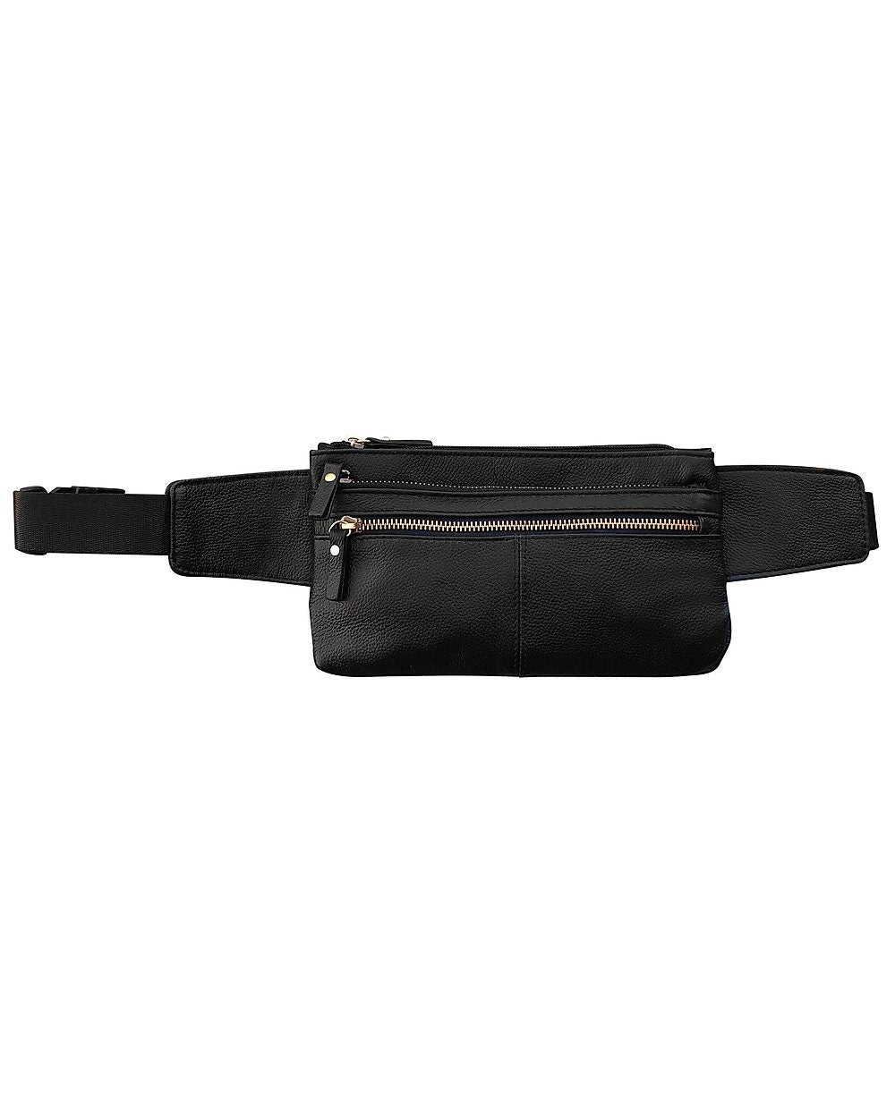 Handcrafted Vintage Leather Fanny Pack Waist Travel Money Belt Sac Bag Tan Black