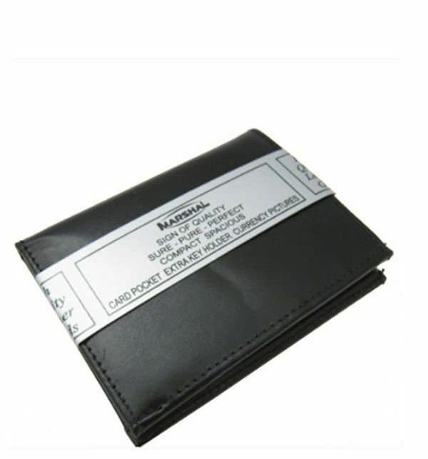 RFID Blocking Black Leather Men's Conceal Carry Badge Wallet License Rounded Shield Holder