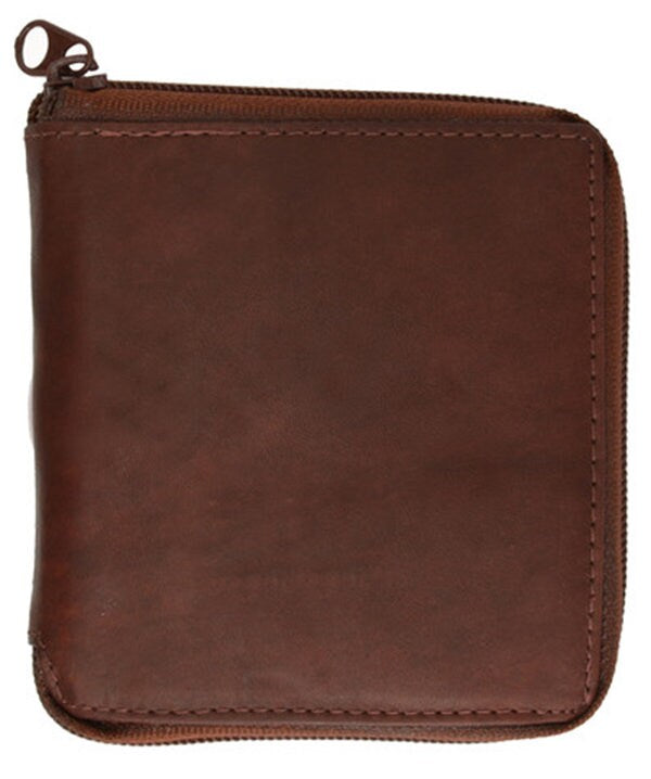 RFID Blocking Black Genuine Leather Zip-Around Men's Bifold Wallet with coin pocket