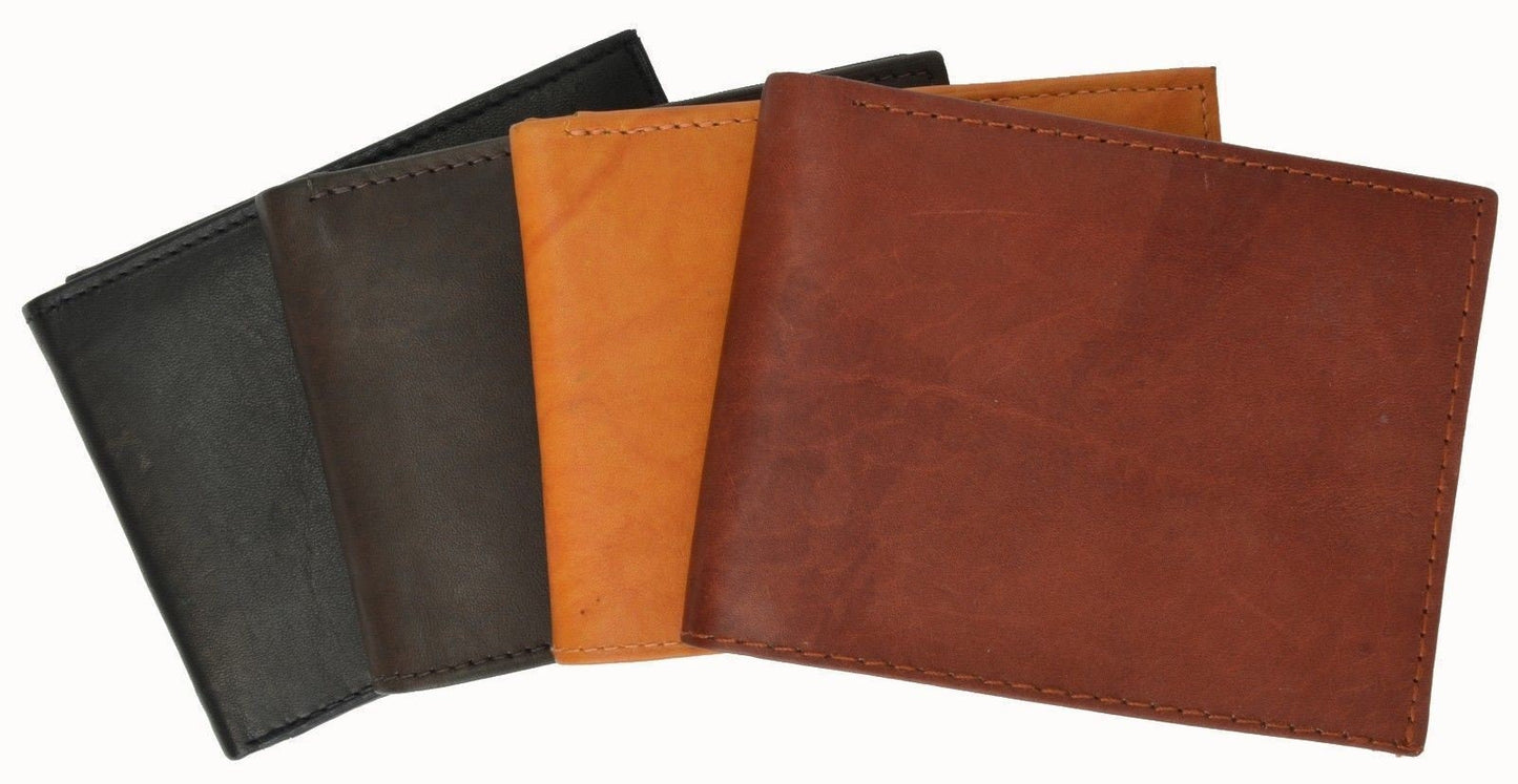 RFID Blocking Genuine Leather Men's 2 Center Flap Bifold Wallet ID Credit Card ID Holder