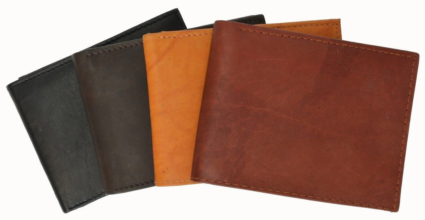 Genuine Leather Mens Bifold Wallet Flap Up ID Credit Card Thin Front Pocket