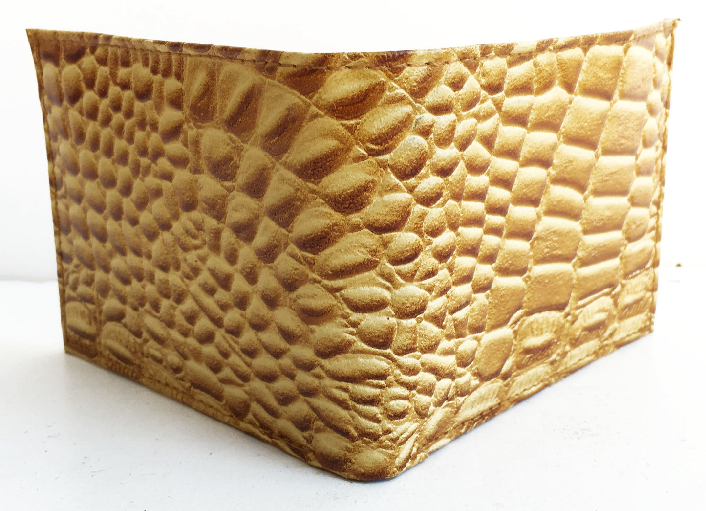 Genuine Cowhide Leather Croc Print Men's Flap Top Card Bifold Wallets Cowboy Western Style