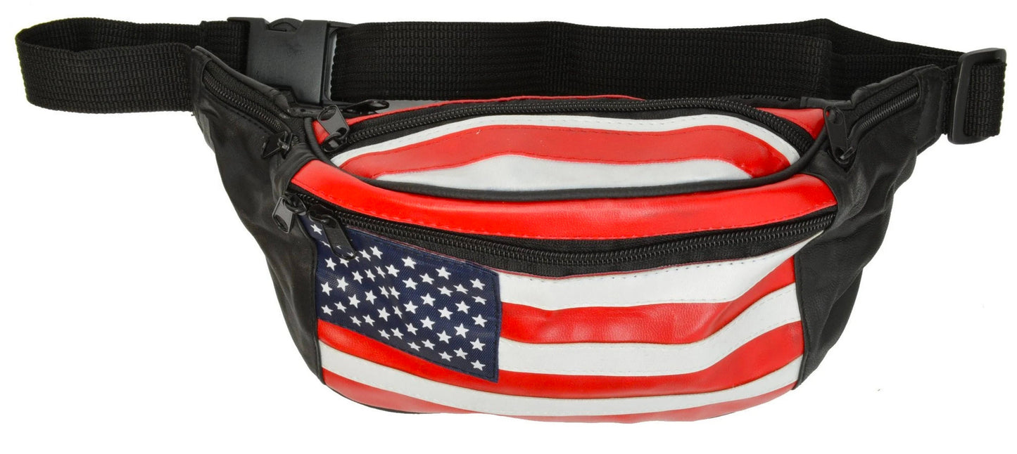 USA Flag Leather Waist Fanny Pack Belt Bag Pouch Travel Hip Purse For Men Women New