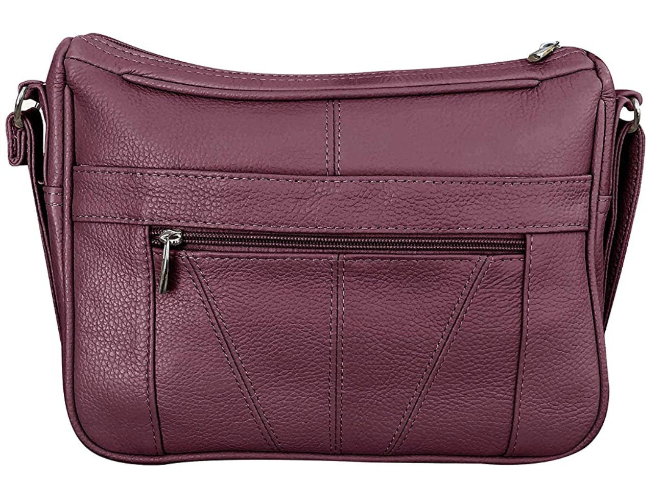 Genuine Cowhide Leather Women's Cross Body Shoulder Strap Organizer Purse