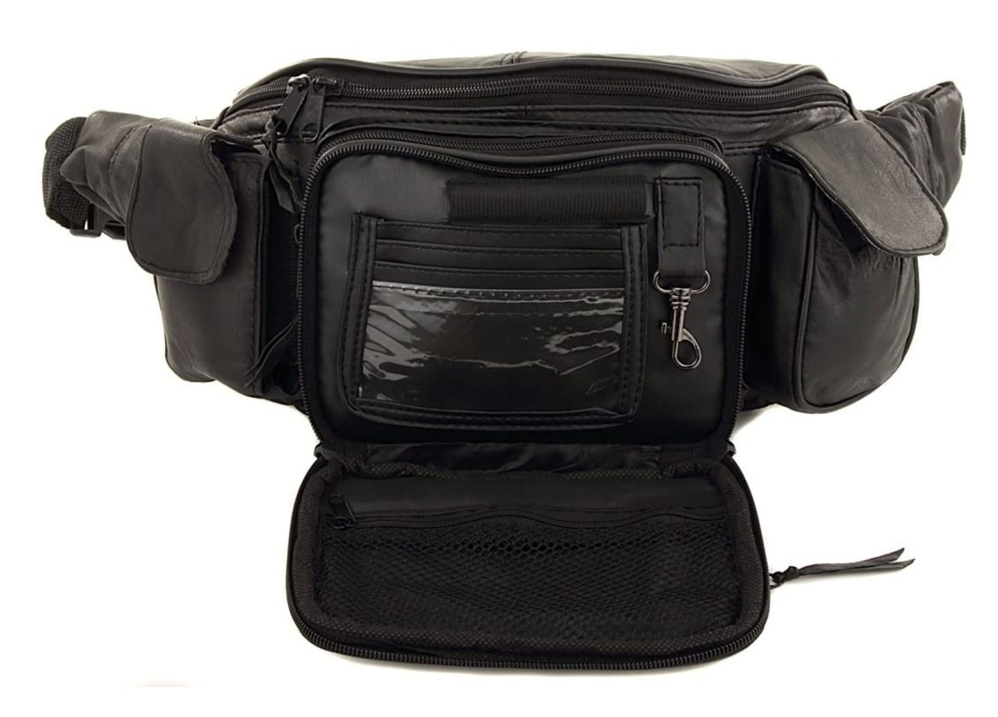 Black Genuine Leather Fanny Pack Waist Bag Travel Work Organizer Sac Men Lady Phone Holder