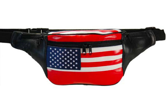 USA Flag Leather Waist Fanny Pack Belt Bag Pouch Travel Hip Purse For Men Women New