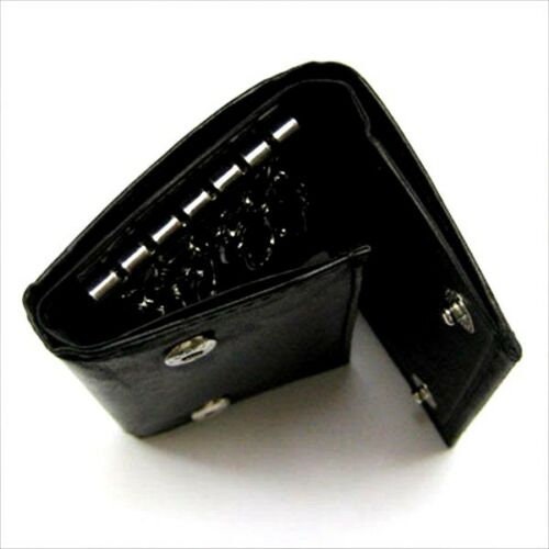 Genuine Cowhide Leather Men's Keychain Case Key Ring ID Card Holder Wallet