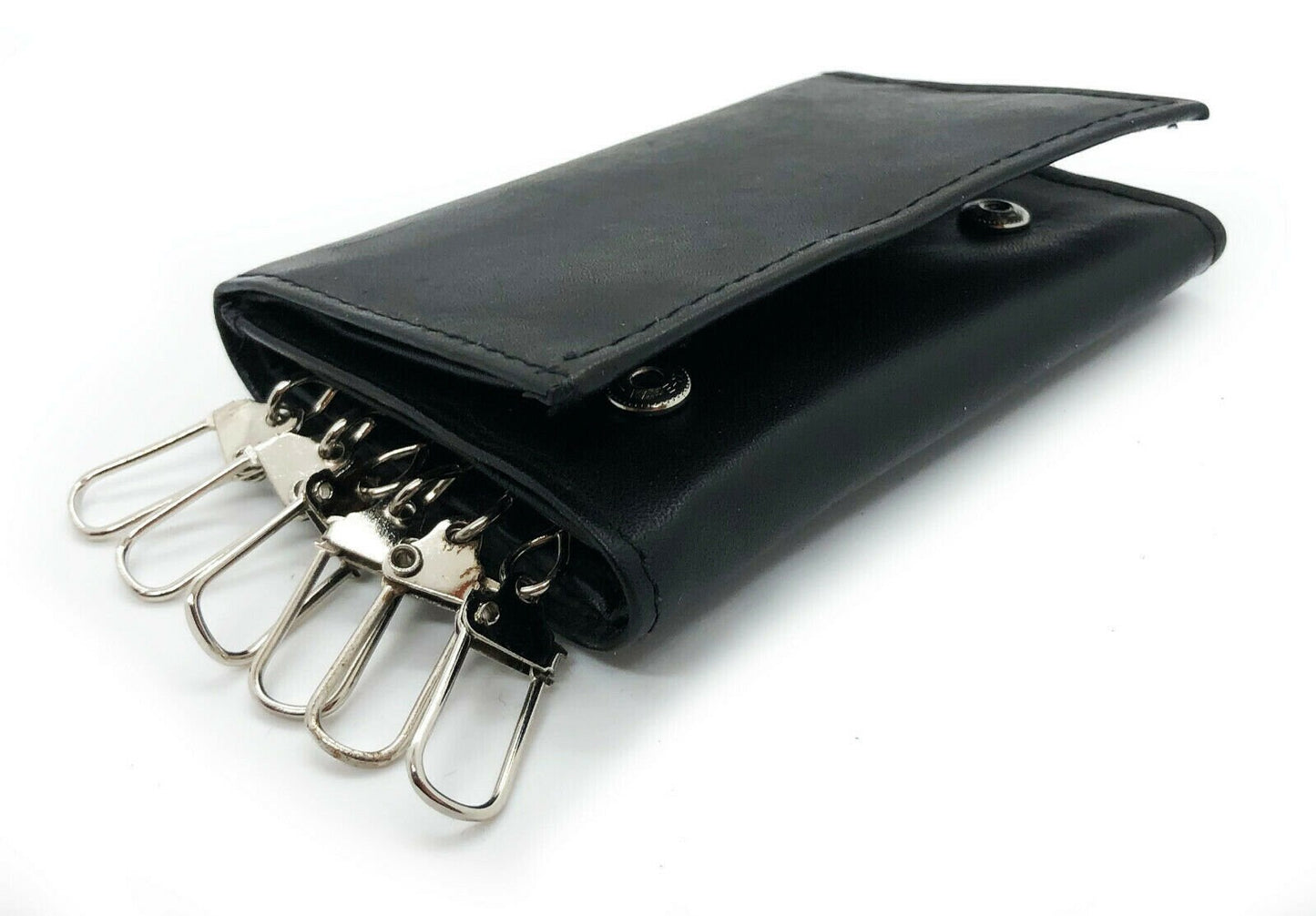 Genuine Cowhide Leather Men's Keychain Case Key Ring ID Card Holder Wallet