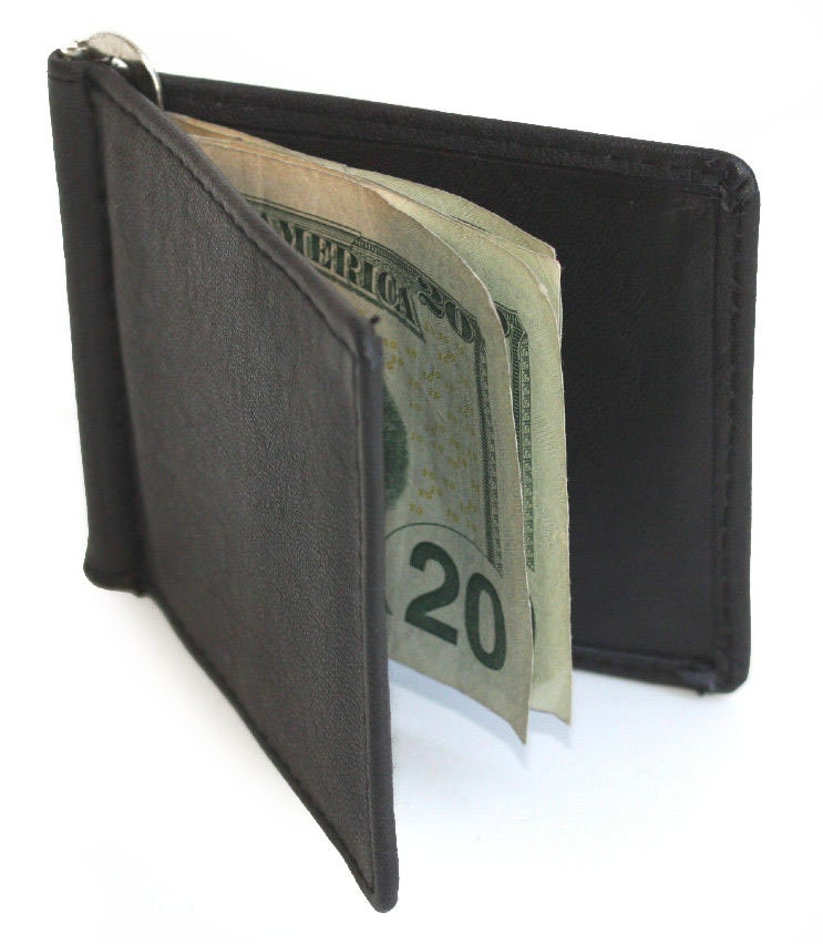 Premium Genuine Leather Men's Bifold Money Clip with Detachable Card Holder Wallet