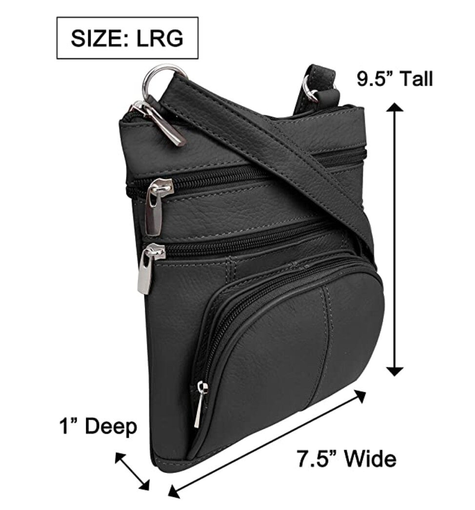 Genuine Cowhide Leather Studded Pocket Women Crossbody Bag Handbag