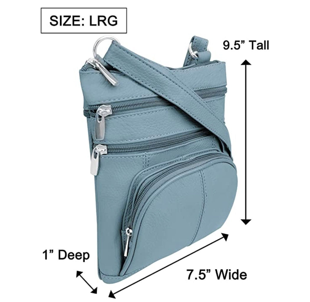 Genuine Cowhide Leather Studded Pocket Women Crossbody Bag Handbag