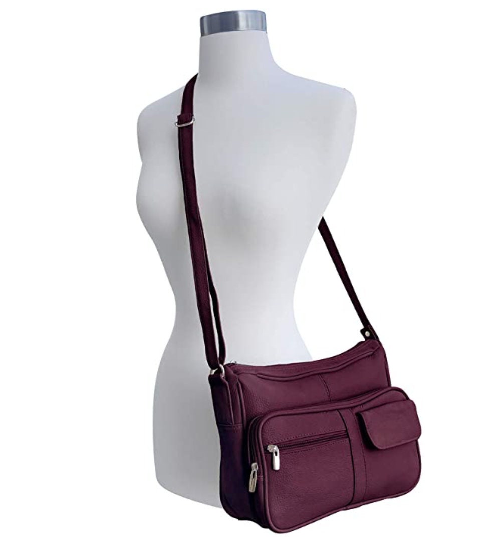Genuine Cowhide Leather Women's Cross Body Shoulder Strap Organizer Purse