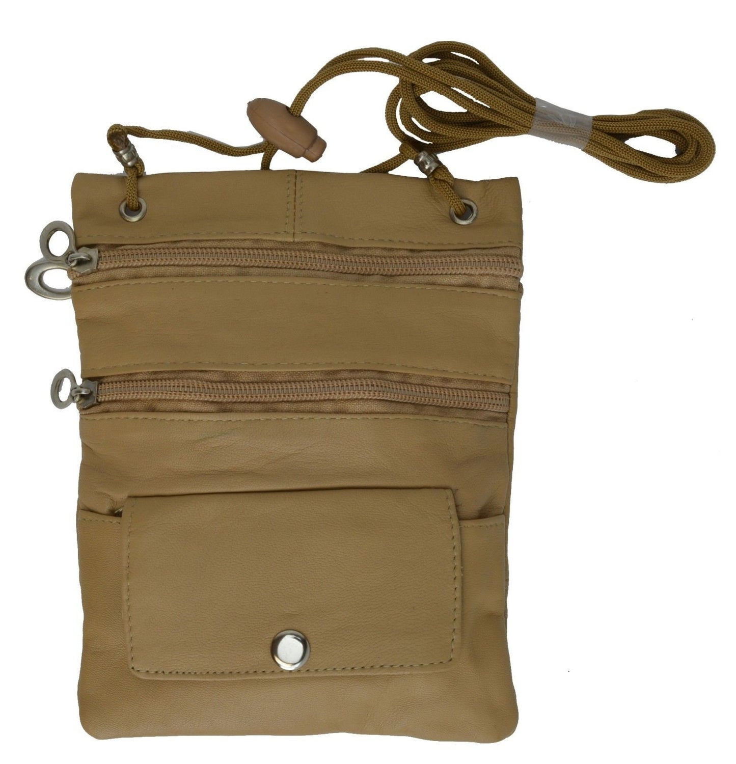 Genuine Leather Mini Crossbody Purse Neck Bag Passport ID Documents Holder Travel Lanyard Pouch