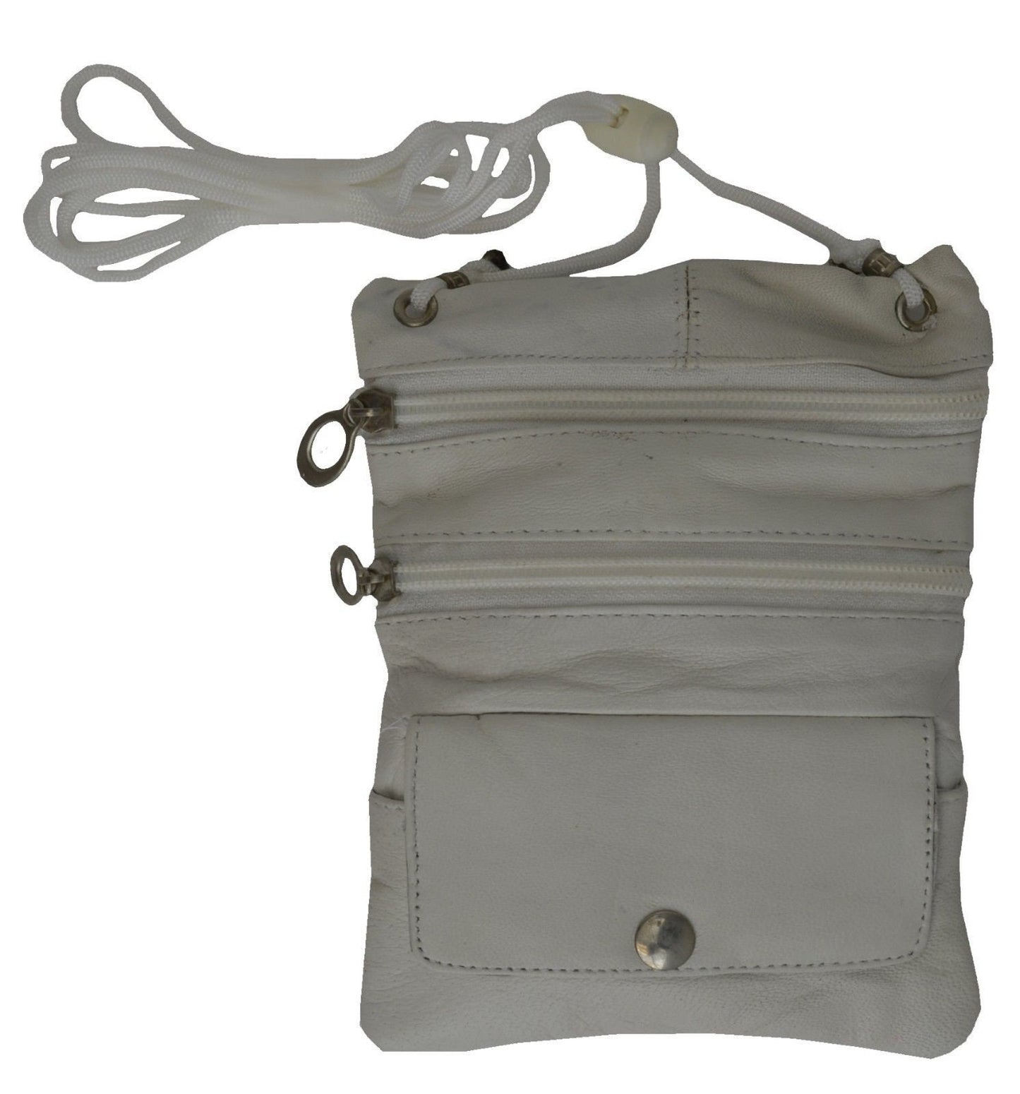 Genuine Leather Mini Crossbody Purse Neck Bag Passport ID Documents Holder Travel Lanyard Pouch
