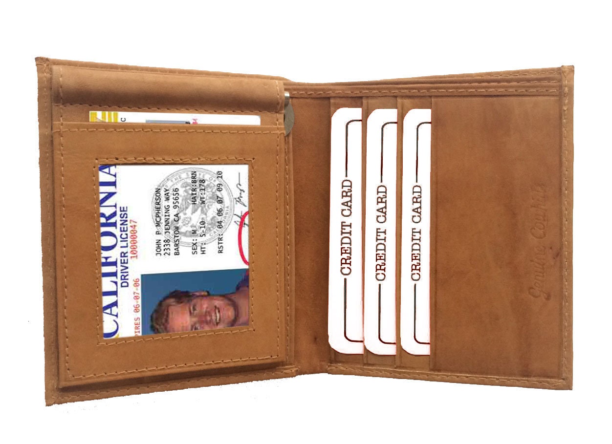 Genuine Leather Men's Bifold Money Clip with Detachable Card Holder Wallet