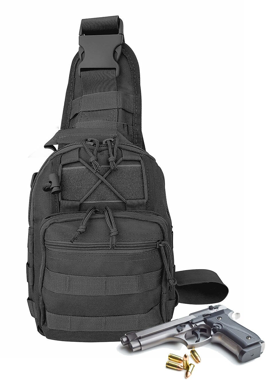 Nylon Tactical Conceal Carry Crossbody Pistol Gun Bag Multiple Compartments Adjustable Shoulder Strap CCW