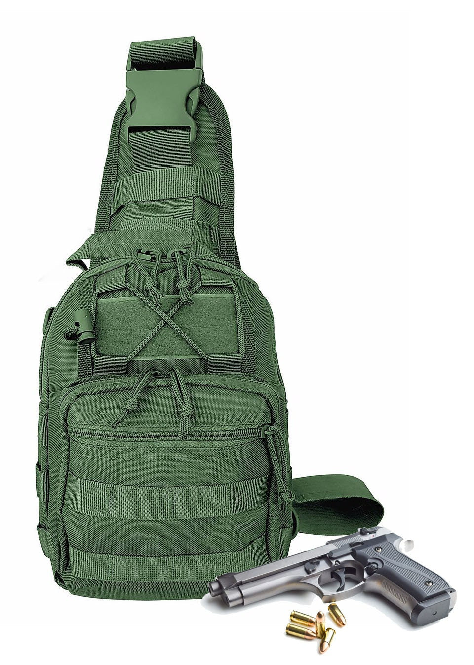 Nylon Tactical Conceal Carry Crossbody Pistol Gun Bag Multiple Compartments Adjustable Shoulder Strap CCW