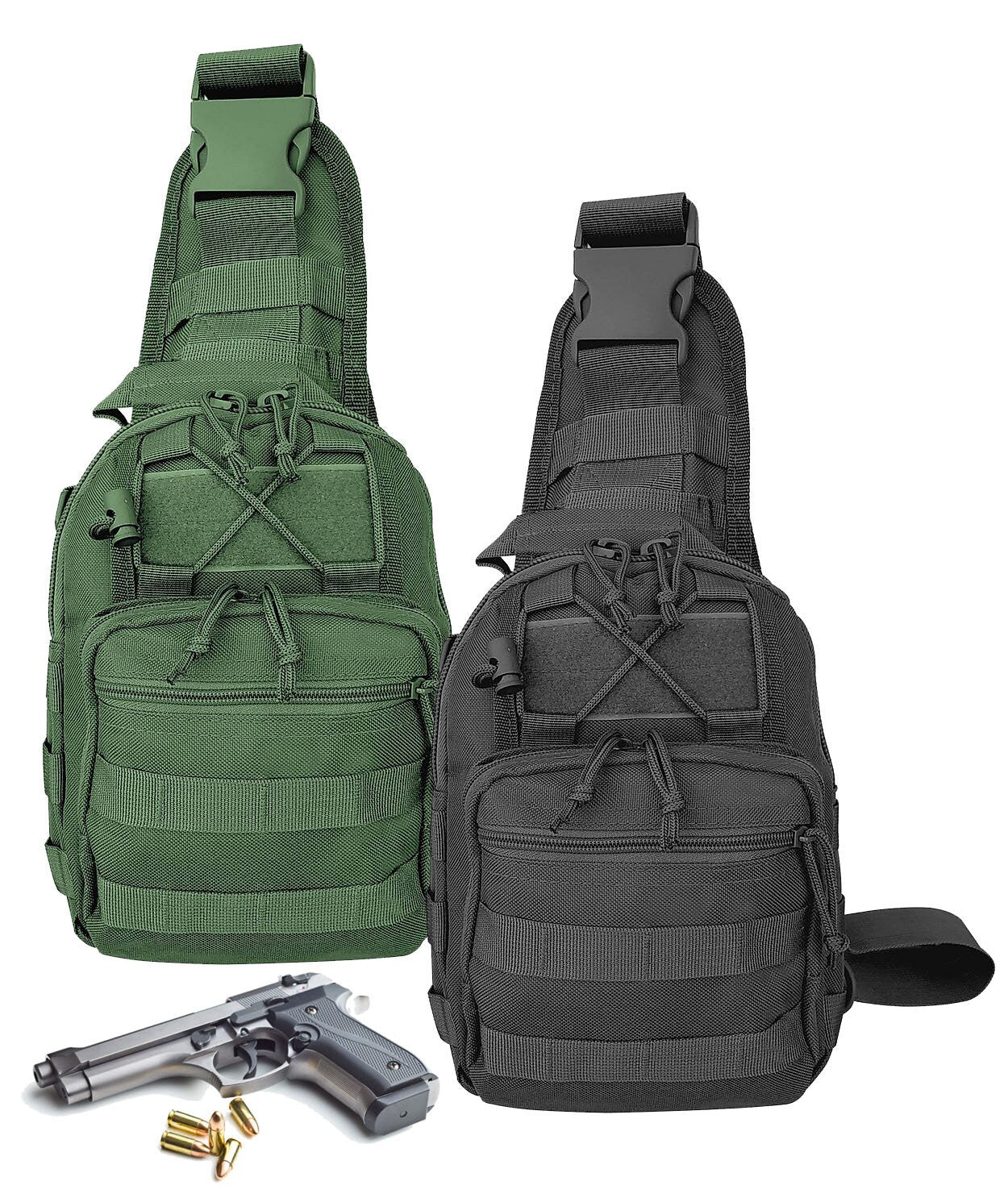 Nylon Tactical Conceal Carry Crossbody Pistol Gun Bag Multiple Compartments Adjustable Shoulder Strap CCW
