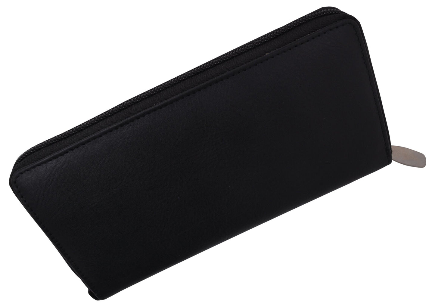 RFID Blocking Genuine Leather Women's Wristlet Wrist Strap Long Purse Leather Wallet