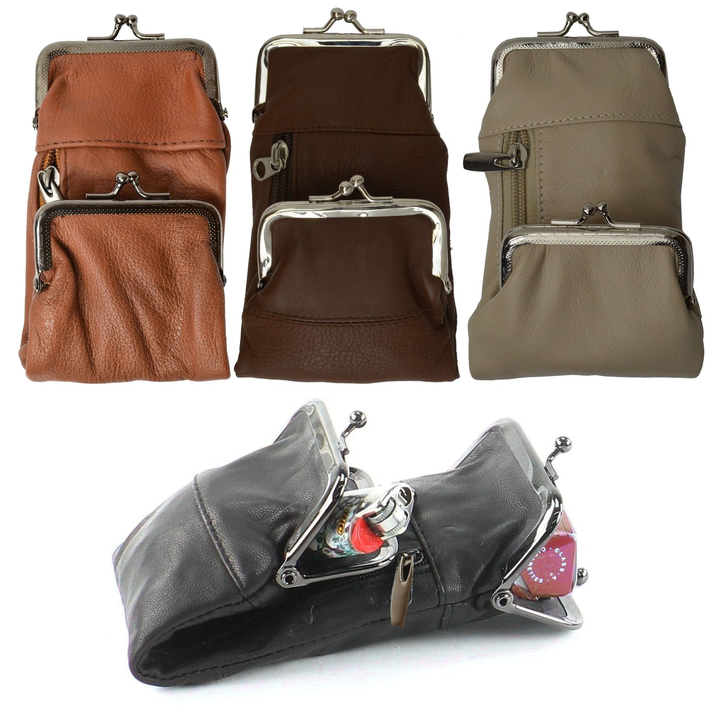 Genuine Leather Cigarette Pack Holder Pouch Smoke Carrying Case Coin Purse Wallet