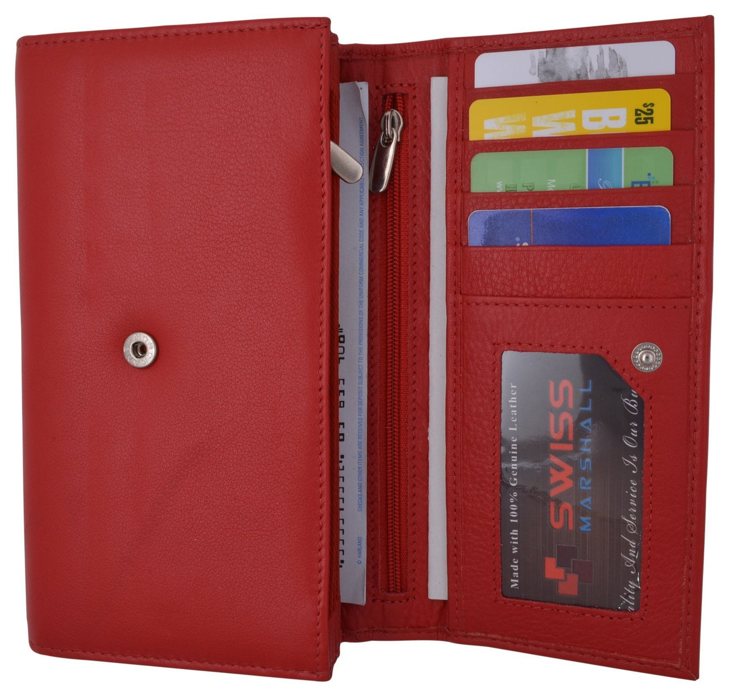 RFID Signal Blocking Fine Leather Ladies Long Clutch Wallet Accordion Checkbook Holder