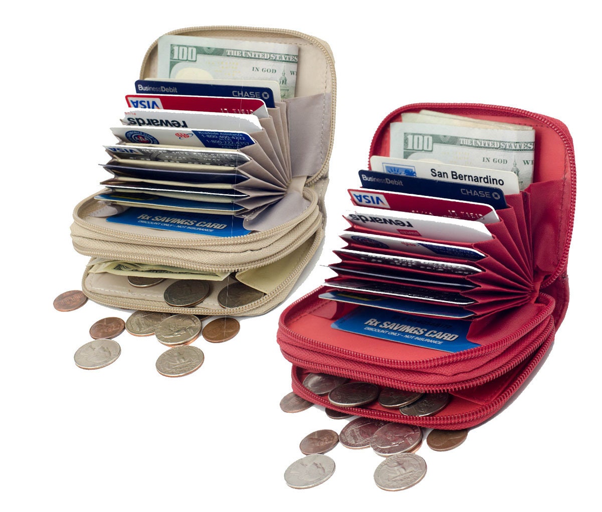 Genuine Leather Women's Large Change Purse Clasps Open Coin Card Holder-Many Colors