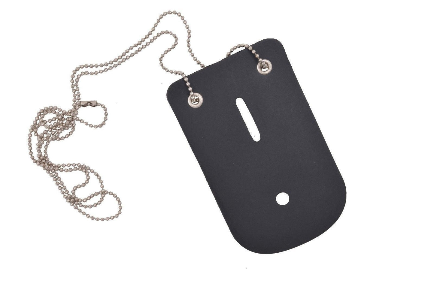 RFID Blocking Black Genuine Leather Conceal Carry Security Officer Badge Holder Neck Metal Chain Security Lanyard